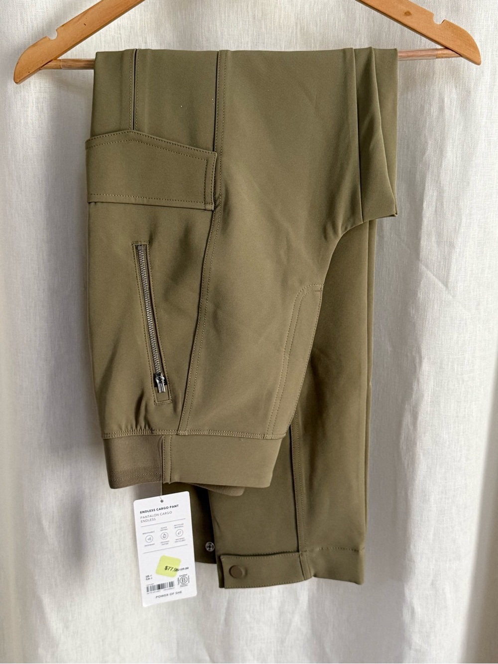 NWT Athleta Endless Cargo Pants 4 Olive Green High Rise Utility Stretch Travel